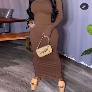 Long sleeve brown dress
